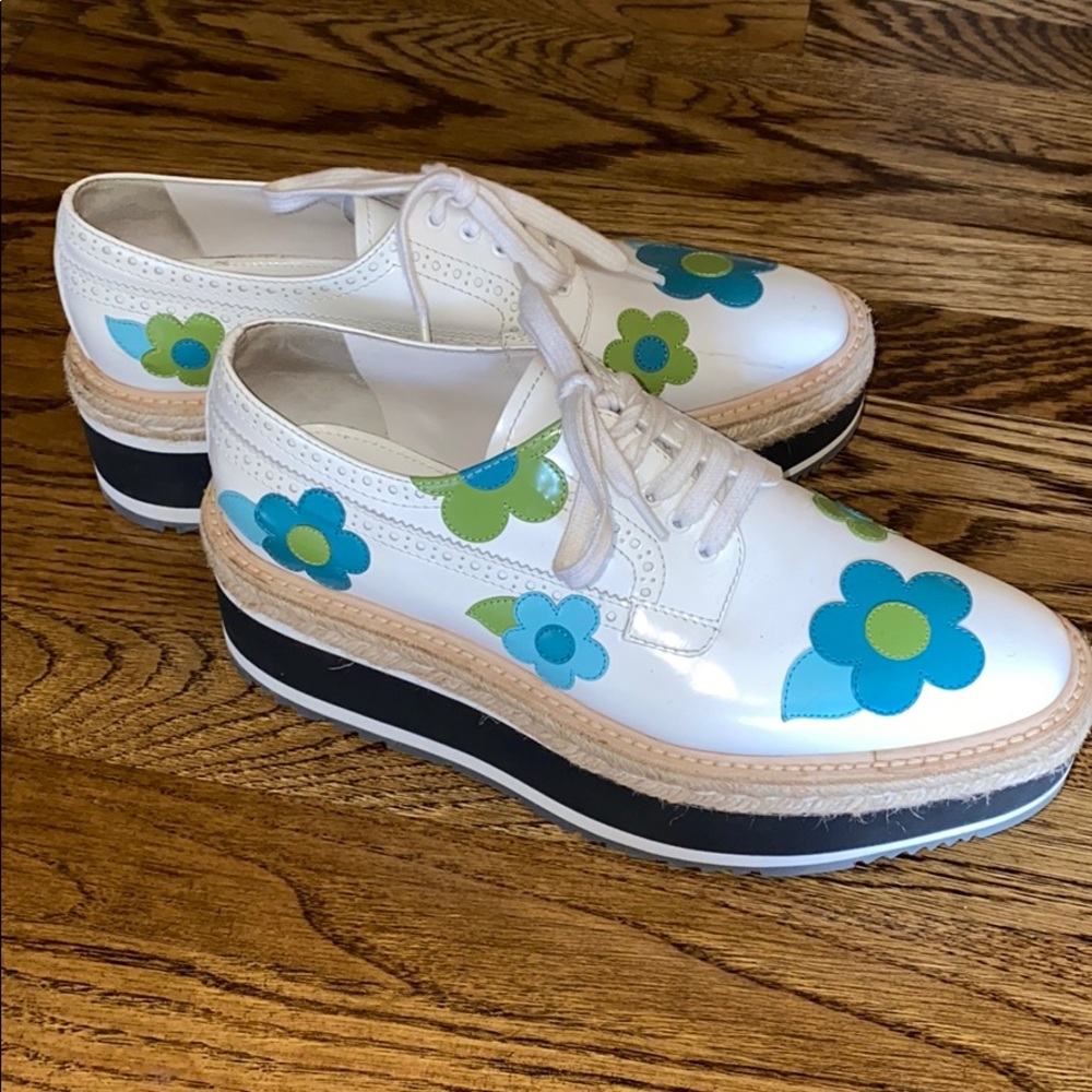 Prada Floral Platform Espadrille